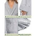 thumbnail image 5 of PAVILIA Soft Plush Women Fleece Robe, Light Grey Cozy Bathrobe, Female Long Spa Robe, Warm Housecoat, Satin Waffle Trim, L/XL, 5 of 9