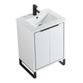 thumbnail image 3 of Fine Fixtures Opulence Collection 24 in. W x 18 in. D x 33 in. H Bathroom Vanity in White Matte with White Ceramic Sink - Black hardware, 3 of 9
