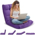 thumbnail image 4 of Folding Floor Gaming Chair, Adjustable 14-Position Backrest, 6-Inch Thick Flannel and Skin-Friendly Cotton Sponge, Breathable, Ideal for Gaming, Meditating, Sleeping, Purple, 4 of 18
