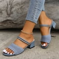 thumbnail image 5 of Lenago Women's Open Toe Chunky Heel Sandals Ankle Strap Platform Slides Summer Casual Walking Shoes Comfortable Fashionable Summer Vacation Blue 7.5, 5 of 8