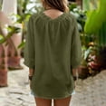 thumbnail image 7 of Elwylmiz Women's 3/4 Sleeve Tops Lace Up V Neck Blouses Boho Ruffled Trim Loose Fit Casual Shirts Summer Fall Outfits, 7 of 7