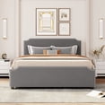 thumbnail image 2 of Upholstered Platform Bed with Stud Trim Headboard and Footboard and 4 Drawers No Box Spring Needed, Velvet Fabric, Queen Size (Gray), 2 of 6