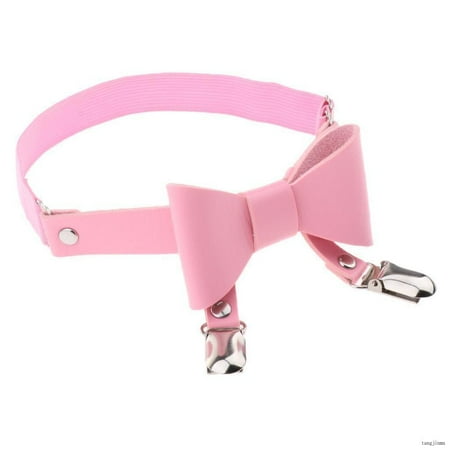 

Bowknot Leg Garter Belt Anti-Slip Clips Elastic Punk Harness - Pink