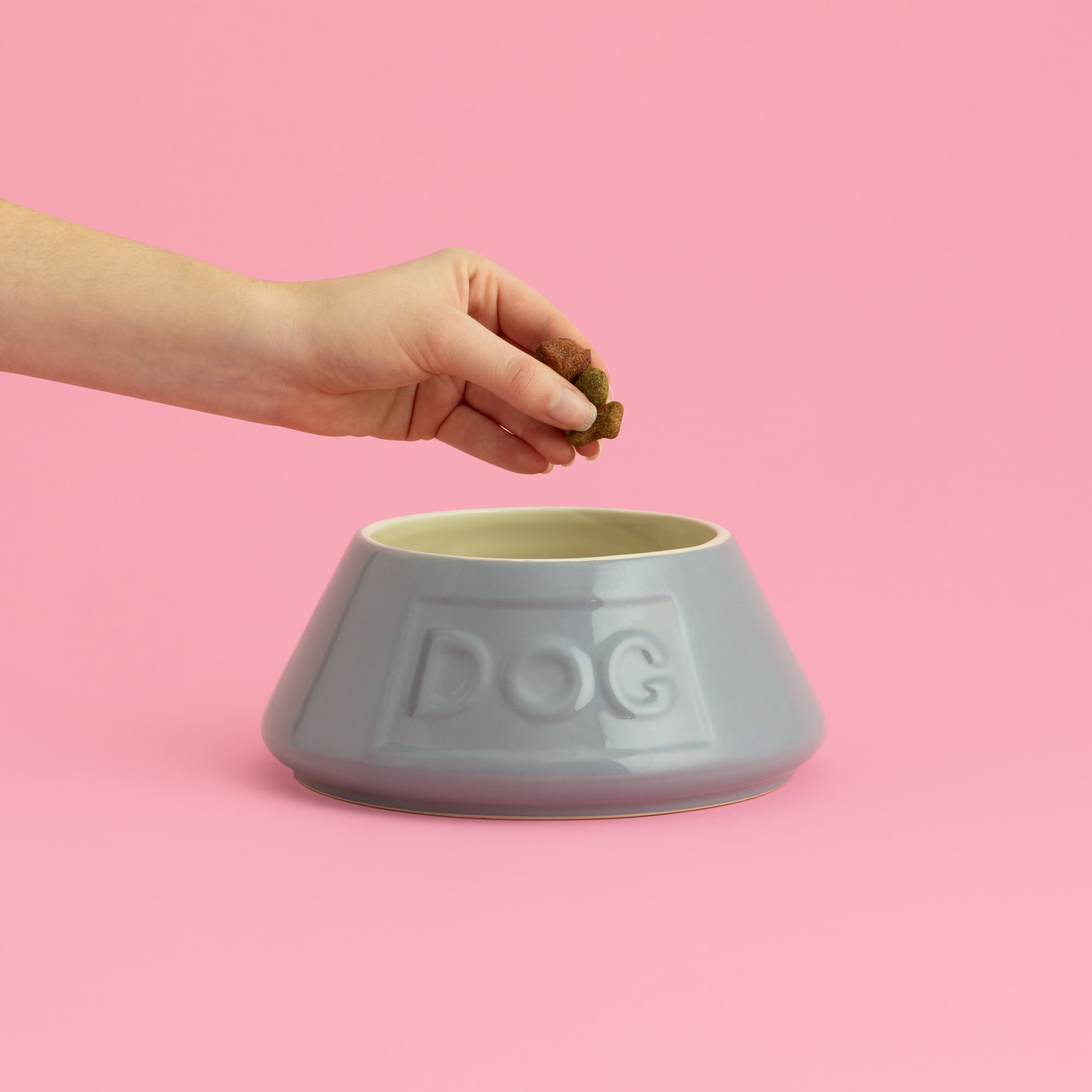 Mason Cash: Non-Tip Dog Bowl - Grey - 8.3", 54oz - Durable Ceramic Food & Water Angled Dish, Microwave-Dishwasher Safe, Pet Meal Feeding & Hydration