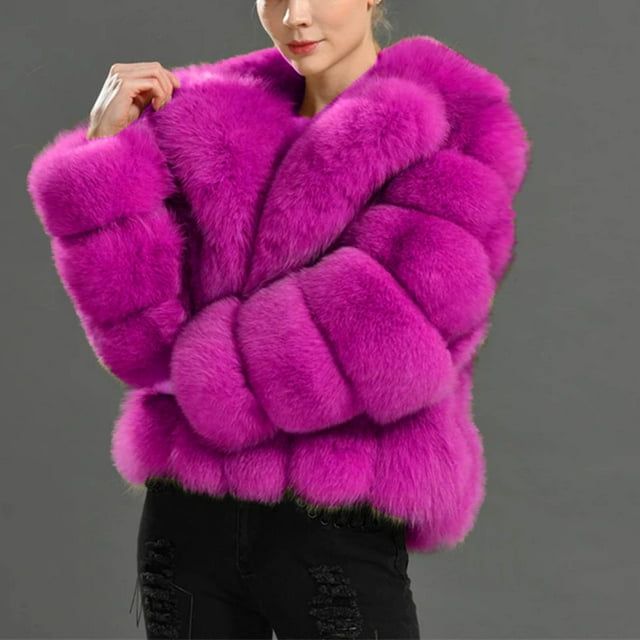 Chaquetas y abrigos casuales de manga larga sin capucha para mujer, de talla grande, de invierno, cálidos, holgados, con cuello alto, de felpa y pelo, de poliéster.