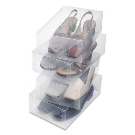 Whitmor ClearVue Women's Shoe Box - Heavy Duty Stackable Shoe Organization Storage - Set of 4