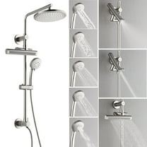 FORNO ACQUA Shower System 9-in Shower Head, 5-Mode Handheld & 3-Mode Waterfall Body Jet. Brushed Nickel, 2.5 GPM