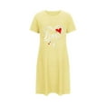 thumbnail image 5 of Sakmal Yellow Night dress for Women Oversized Stretchy Soft Sleepshirt Crew Neck Love Print Short Short Sleeve Nightgowns S-2XL, 5 of 5