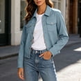 thumbnail image 4 of Byworldtasic Faux Suede Cropped Jacket for Women Distressed Jean Jackets Button Up Vintage Jacket Pockets, 4 of 9