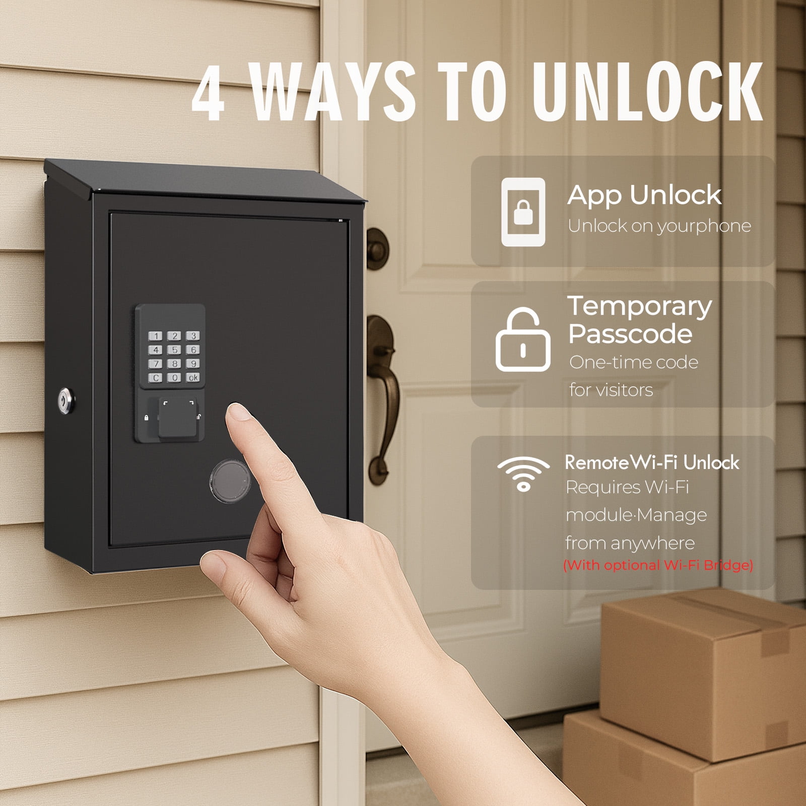WeHere Mailbox with Smart Lock for Wall Mount, Suggesion Box, Business Key Drop Box, 4 Unlock Ways