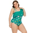 thumbnail image 4 of Traje de baño de un hombro de talla grande para mujer Bikini con volantes Ropa de playa Traje de baño Fridja  nalpqowj23809, 4 of 7