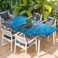 thumbnail image 2 of Ocean Diving Elephant Table Cloths for 6 Foot Rectangle Tables, Blue Coastal Coral Fish Marine Life Patio Waterproof Elastic Fitted Tablecloths, Washable Rectangular Table Cover for Camping, 2 of 8