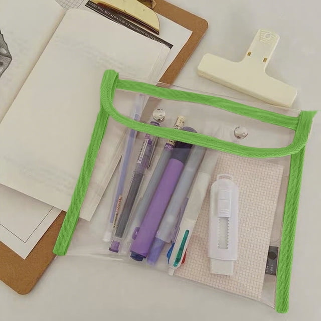 Estuche transparente de gran capacidad para lápices, bolsa de papelería, impermeable, con cierre a presión, portátil, plegable, diseño de varios niveles para oficina, hogar, bolsa de
