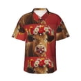 thumbnail image 1 of Balery White And Red Daisy Cow Camisas hawaianas de manga corta para hombre, camisas playeras de corte holgado, camisas de vacaciones con botones,Medium, 1 of 7