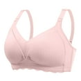 thumbnail image 5 of Zwiiyzr 2025 Nursing Bras for Breastfeeding Seamless V Neck Thin Front Buckle Maternity Bra Comfort Pregnancy Bralette Pink, 5 of 7