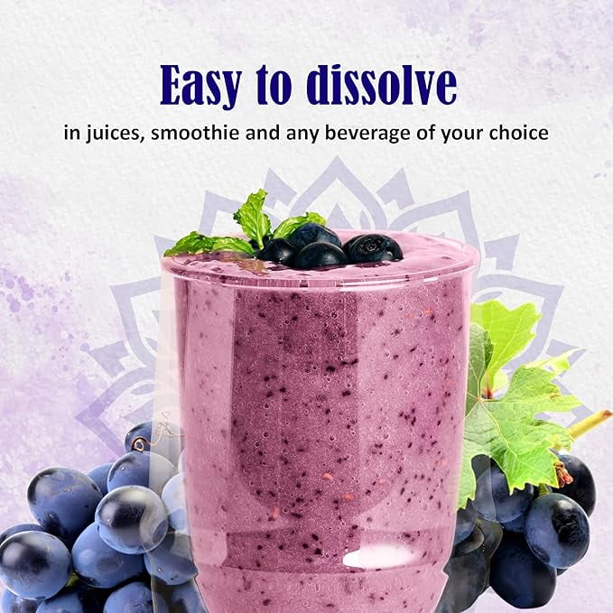 Reddy Naturals Purple Polyphenols Muscadine Grape Seed & Skin Extract Powder, Resveratrol Supplement, Gut Health Support, 30 Servings