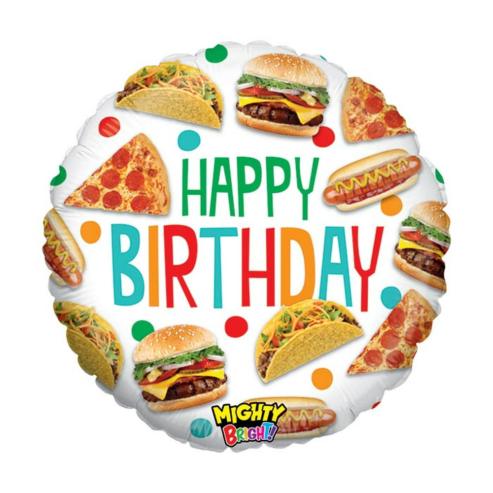 21" 'Happy Birthday' Packed Mighty Bright Food Balloon