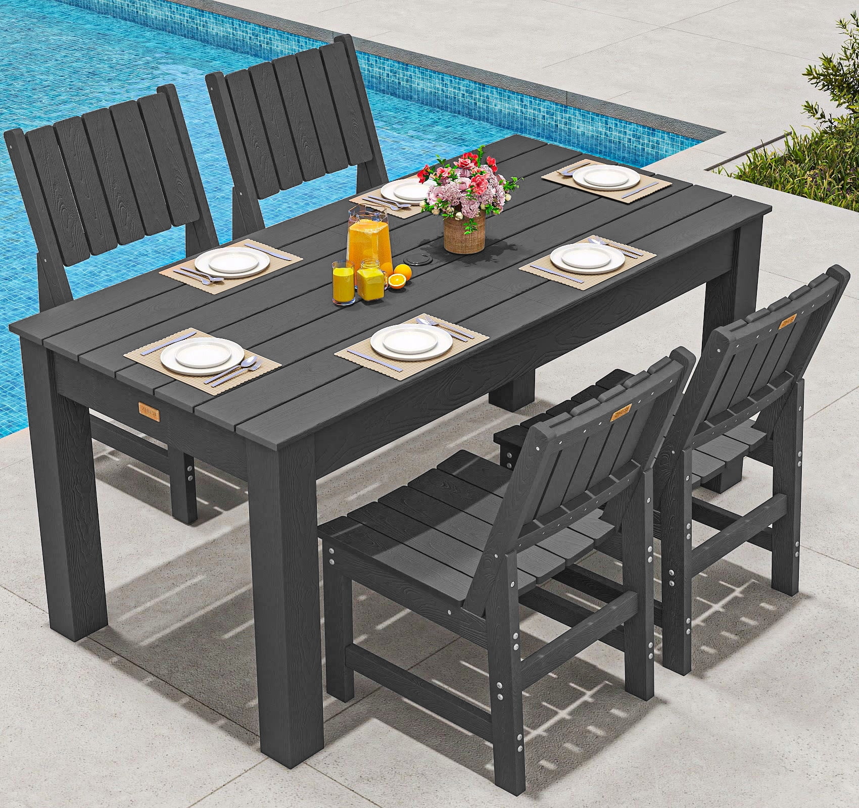 Wingyz Outdoor Patio Furniture Set, All Weather Plastic Dining Table 1PC, Grey