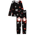 thumbnail image 4 of FKELYI Christmas Ho Ho Long Sleeve Pj Size 3XL Cute Santa Print Polyester Holiday Pajamas for Women Comfortable Crew Neck Sleepwear Set, 4 of 5