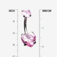 thumbnail image 3 of Double Heart Sparkle Prong Internally Threaded Belly Button Ring, 3 of 3