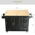 thumbnail image 6 of INKET Wooden Kitchen Island, Mobile Kitchen Cart with Extensible Table Top, 3 Adjustable Shelf Inside Cabinet,3 Big Drawers, with Spice Rack, Towel Rack, Black, 6 of 9
