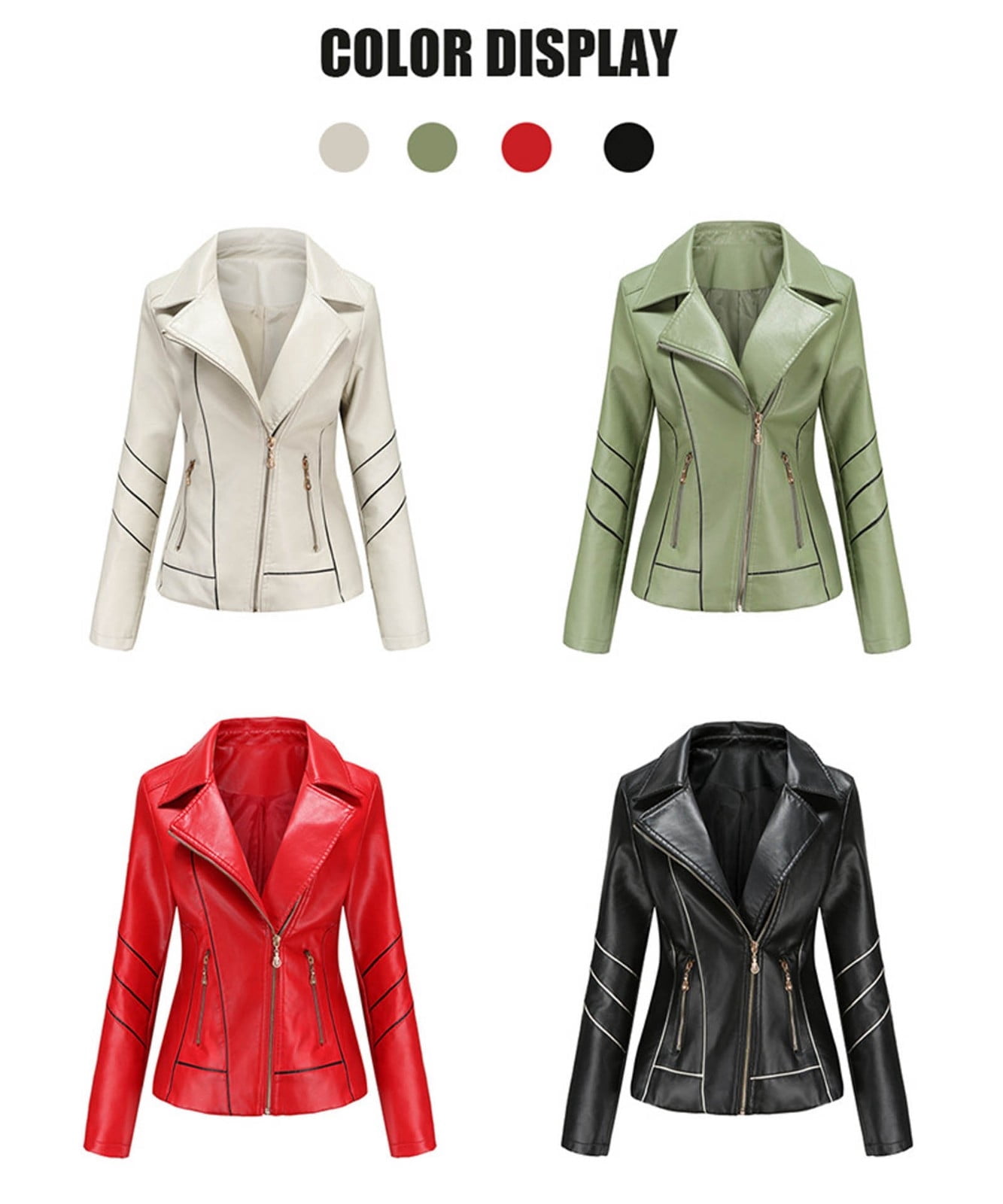 Fjofpr Womens Fall Clothing Womens Plus Size Faux Leather Jackets Long Sleeve Outerwear with Pockets Ladies Casual Solid Lightweight Zipper Coat