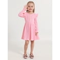 thumbnail image 2 of Gyratedream Toddler Fall Winter Long Sleeve Dress Ruffle Long Sleeve Ribbed Knit Button Down Casual Dresses 2-7 Years, 2 of 9
