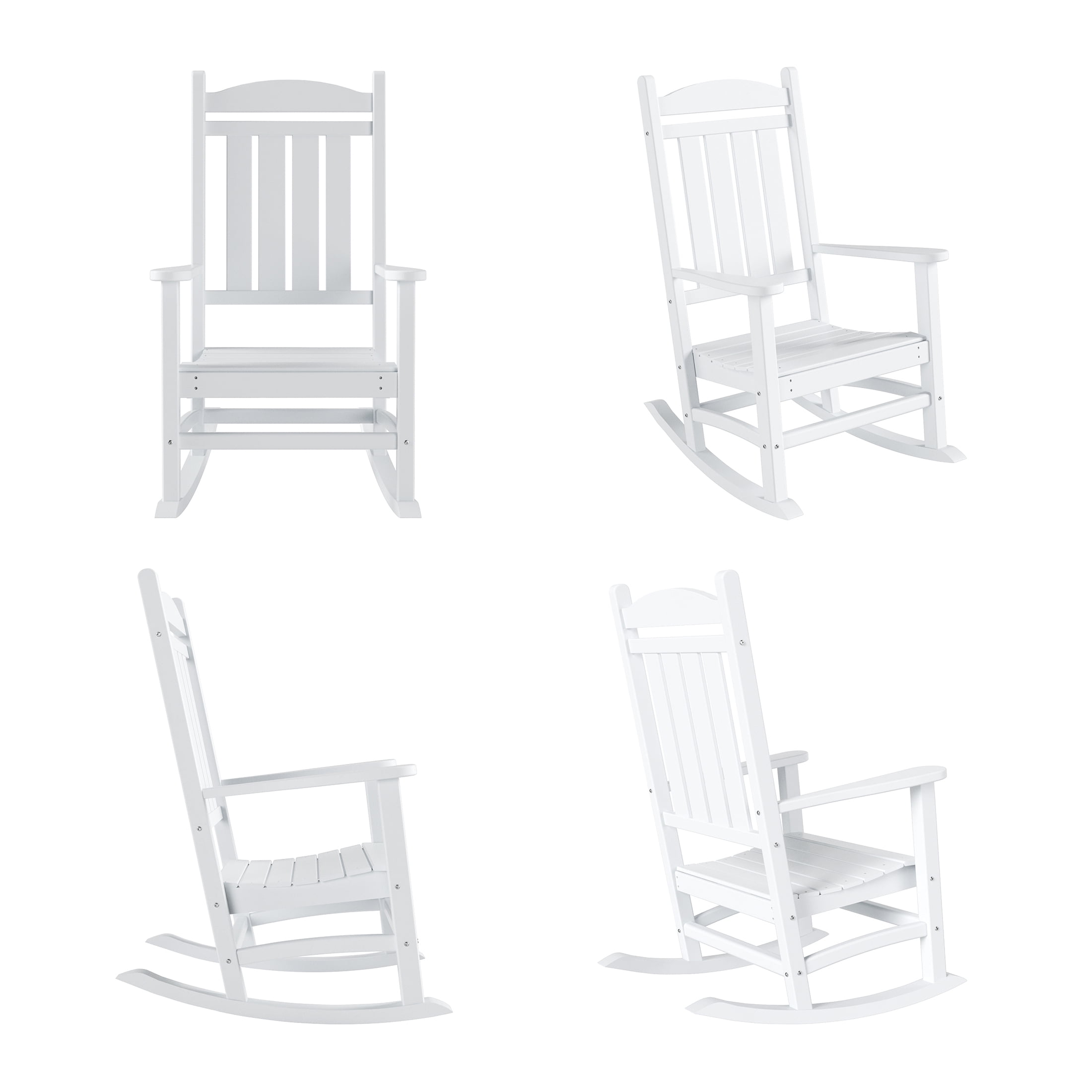 GARDEN Set of 4 Classic Adirondack Porch Outdoor Rocking Chairs White