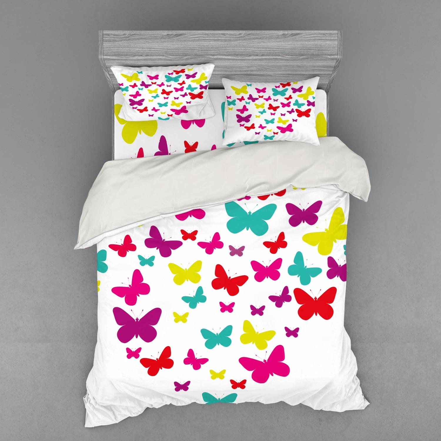 Butterfly Duvet Cover Set, Spring Inspired Butterflies Forming a Heart