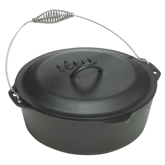 Lodge L10DO3 Cast Iron Dutch Oven with Iron Cover, Pre-Seasoned, 7-Quart — Residential Use, Standard Application