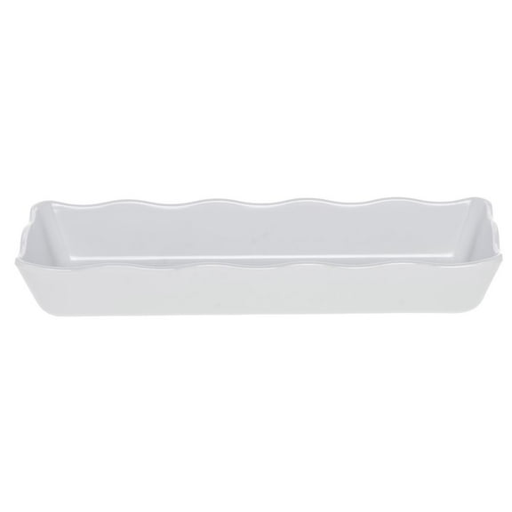 HUBERT® Platter White Scalloped Melamine - 14" L x 5 1/2" W x 2" H