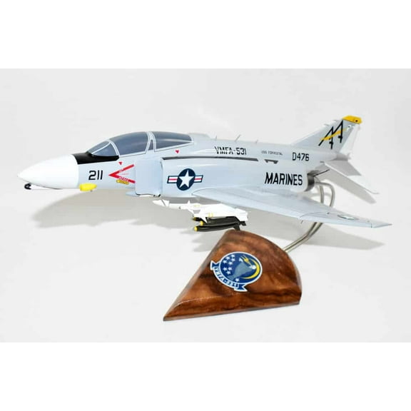 VMFA-531 Grey Ghosts F-4B Model, 1/42 (18") Scale, Mahogany, Marines, Fighter