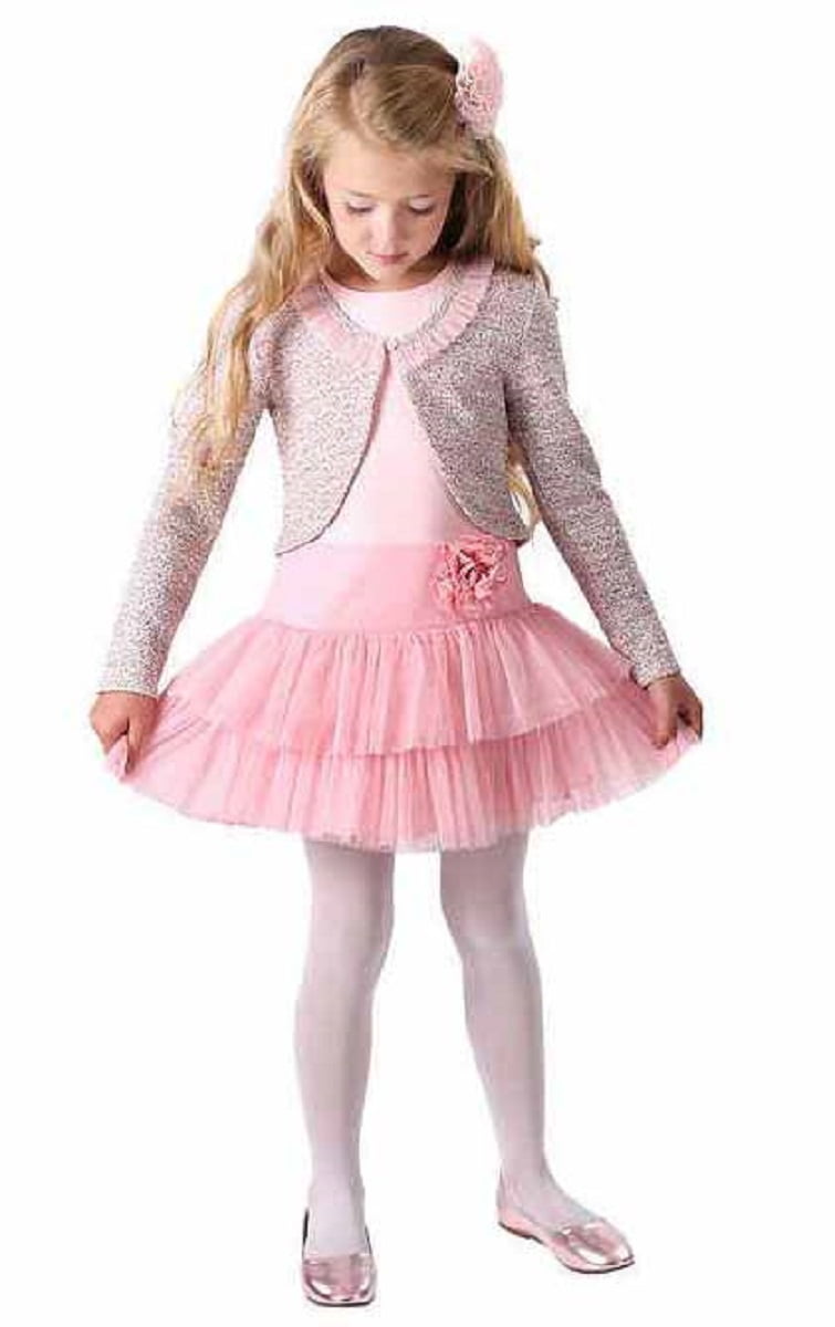 Jona Michelle Girls Dress with Cardigan (Pink/Pink, 5) - Walmart.com