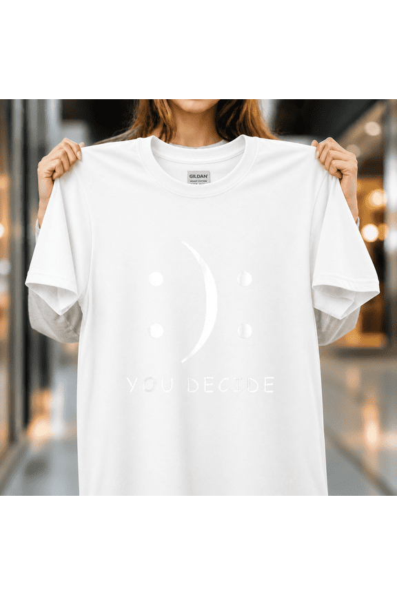 Abstract Smile Frown Face Double Meaning Perspective Choice Unisex T-Shirt, S - 5XL
