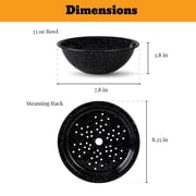 Granite Ware 3 -in-1 Stock Pot - Enameled Steel Pot Ideal for Pasta, Tamales & Canning - Speckled Black Multi Use Pot Set (8 Quarts)