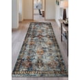 thumbnail image 2 of Bloom Rugs Washable Non-Slip 10 ft Runner - Blue / Orange Traditional Bordered Runner for Entryway, Hallway, Bathroom, and Kitchen - Exact size: 2.5' x 10', 2 of 10
