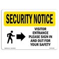 thumbnail image 1 of SignMission OS-SN-D-35-L-11661 OSHA Security Notice Sign - Visitor Entrance Please Sign In & Out for Your Safety, 1 of 1