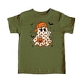 thumbnail image 2 of Trendy Ghost Peace Sign Shirt for Youth and Toddler Boys Fall Halloween T-Shirt Military Green Shirt Youth Large, 2 of 5