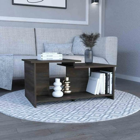 Wema 3 Coffee Table with Lower Open Shelf - Espresso for Modern Living Rooms