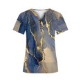 thumbnail image 3 of Camiseta de Manga Corta con Cuello en V Impresa de Verano Casual para Mujeres, Top de Poliéster Ligero de Moda para Uso Diario, Fiesta Y Fecha, 3 of 5