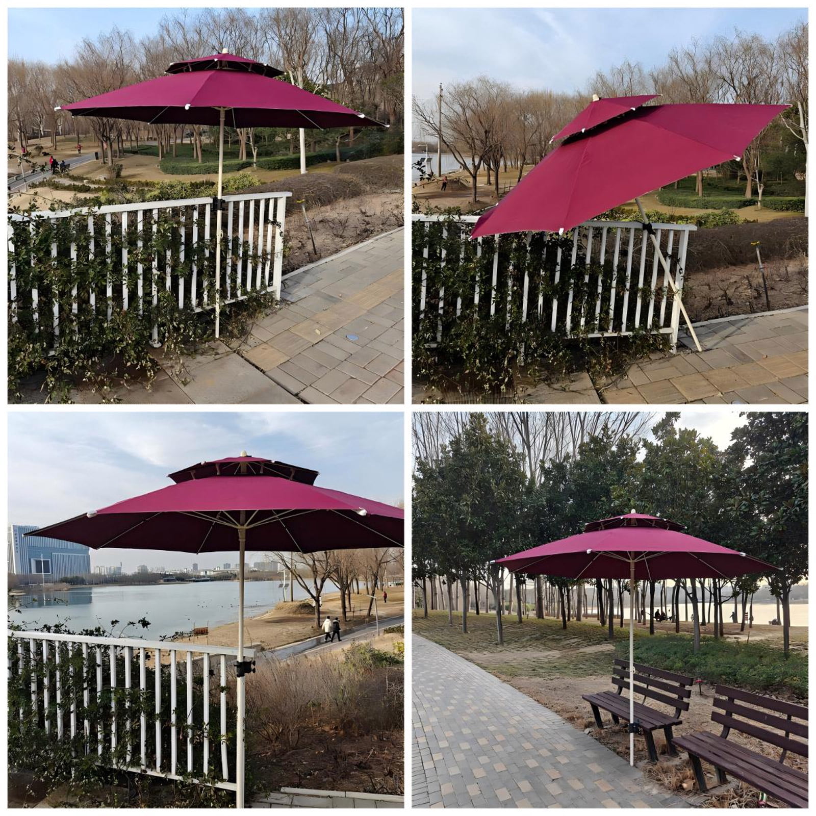 Heavy-Duty Patio Umbrella Clamp Stand - Adjustable Metal Umbrella Deck Parasol Holder Clip, - Patio Umbrella Stand for Beach, Deck, Boats, Chair, Balcony, Dock & More, Black