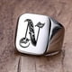 thumbnail image 2 of Anillo de sello con iniciales Retro Vnox para hombre, 18mm, sello pesado voluminoso, banda masculina, letras de acero inoxidable, regalo de joyería personalizado para él Tan Jianjun unisex, 2 of 2