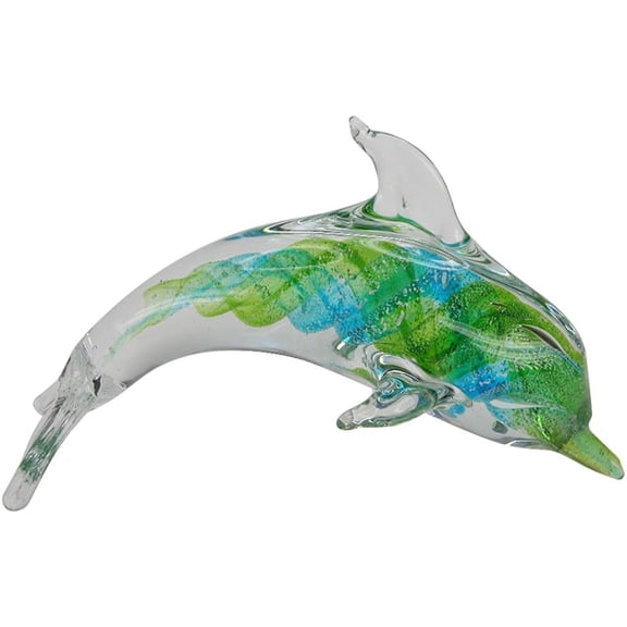 Glass Dolphin Multi Green 7.5 Inches