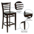 thumbnail image 4 of BizChair Ladder Back Walnut Wood Restaurant Barstool, 4 of 11