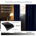 thumbnail image 2 of OVZME Kalme 2 Panels Navy Blue Grommet Blackout Curtains 84 inch Length, Thermal Insulated Room Darkening Curtain Drapes for Living Room Bedroom, Each W40 x L84 inch, Navy Blue, 2 of 9