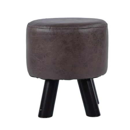 

Round Foot Rest Stool Leather Living Room Footstool Wooden Legs for Living Room Porch