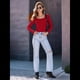 thumbnail image 4 of Camisas de Larga para Mujer, Blusas de Cuello Cuadrado, Blusas Básicas de Punto Acanalado, Conjuntos de Otoño, Ropa de Moda Rojo XXL, 4 of 8