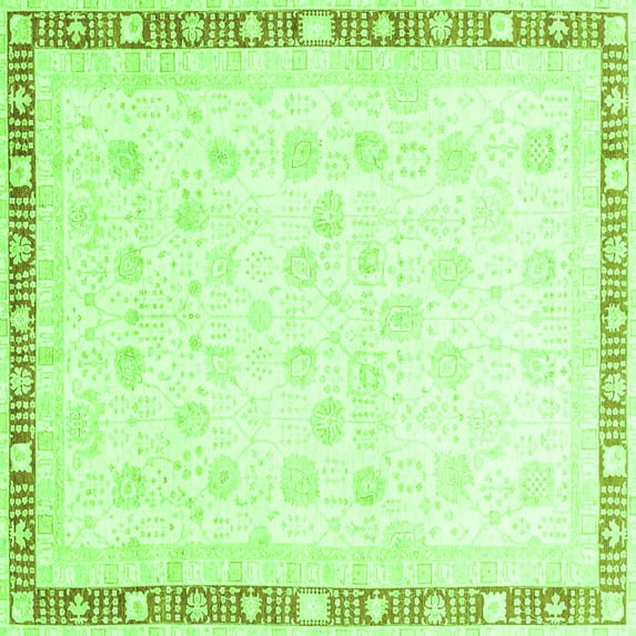 Ahgly Company Indoor Square Oriental Green Traditional Area Rugs, 6' Square