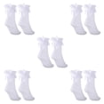 thumbnail image 2 of relayinert White Lightweight Women Lace Socks With Bow For Chic Look Stretchy Opaque Ruffle Lace Socks 5Set, 2 of 6