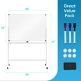 thumbnail image 2 of VUSIGN 48''x36'' Large Rolling Mobile Magnetic Double-Sided Reversible Whiteboard Height Adjust, Magnetic Dry Erase Board Easel, 2 of 7